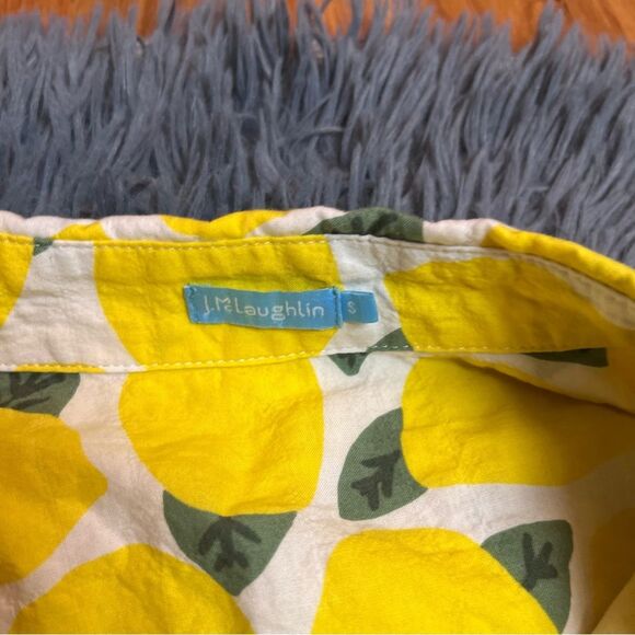 J. McLaughlin Lois Shirt Lemon Print Crinkle Fabric Size S - Picture 2 of 5